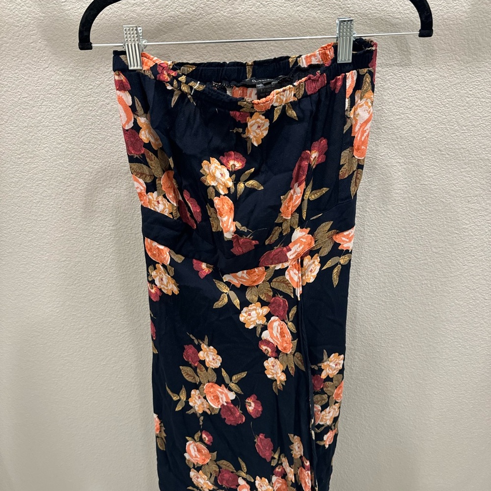 Olivaceous Floral women’s strapless open leg maxi dress